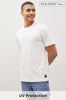 Creme - Sealskinz Litcham T-Shirt mit UV-Schutz und Logo (N05661) | 92 €