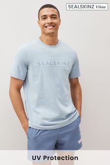 Blau - Sealskinz Litcham T-Shirt mit UV-Schutz und Logo (N05663) | 90 €