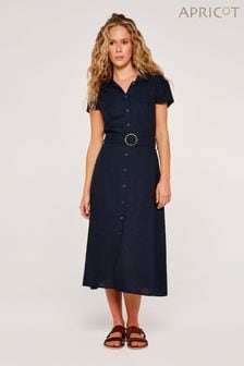 Apricot Navy Blue Vintage Shirt Midi Dress (N05733) | KRW83,300