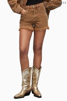 AllSaints Brown Studded Heidi Shorts (N05819) | LEI 531