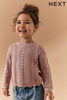 Rosa - Pullover mit Zopfmuster (3 Monate bis 7 Jahre) (N05843) | 23 € - 28 €