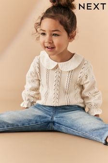 Ecru Marl 100% Cotton Collar Jumper (3mths-7yrs) (N05845) | $27 - $34