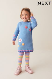 Blue Jumper Dress and Tights Set (3mths-7yrs) (N05847) | AED81 - AED94