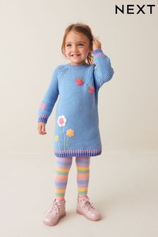 Blue Jumper Dress and Tights Set (3mths-7yrs) (N05847) | KRW51,200 - KRW59,800