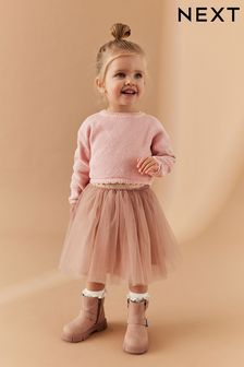 Pink 2pc Jumper And Mesh Skirt Set (3mths-7yrs) (N05849) | AED81 - AED94