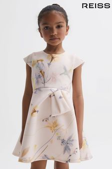 Reiss Pink Eda Junior Scuba Floral Printed Dress (N05880) | €73