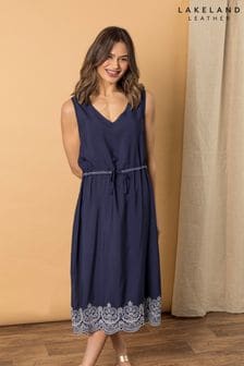 Синее кожаное платье с вышивкой Lakeland Jennifer (N06061) | €29