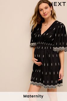 Black Maternity Broderie Dress (N06139) | $70