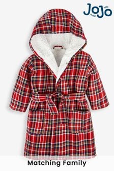 JoJo Maman Bébé Red Kids' Cosy Tartan Dressing Gown (N06236) | €38