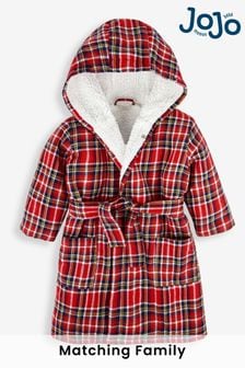 JoJo Maman Bébé Red Kids' Cosy Tartan Dressing Gown (N06236) | kr312