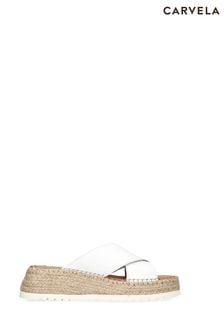 Carvela Comfort Chase Cross Band White Sandals (N06266) | OMR72
