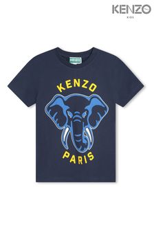 Camiseta azul marino con logo de elefante de Kenzo Kids (N06274) | 82 € - 110 €