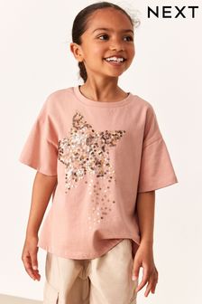 Pink Sequin Star T-Shirt (3-16yrs) (N06325) | €6.50 - €9