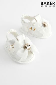 أبيض عاجي - Baker By Ted Baker Baby Girls Bow Padders Sandals (N06365) | 10 ر.ع