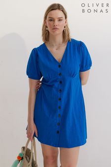 Modra mini obleka iz džersija z zavezovanjem Oliver Bonas (N06397) | €31