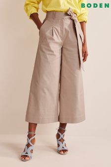 Boden Natural Belted Wide Leg Crop Trousers (N06716) | €70