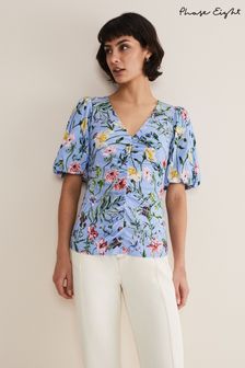 Phase Eight Blue Donda Floral Ruched Top (N06729) | €34