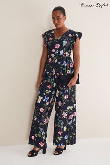 Phase Eight Blue Kallie Floral Wide Leg Jumpsuit (N06733) | AED826