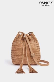 OSPREY LONDON The Joss Woven Natural Leather Bucket Bag (N06762) | $428