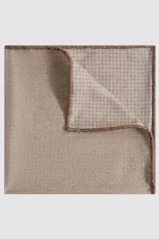 Reiss Oatmeal Melange Pelagie Cotton Reversible Pocket Square (N06858) | kr693