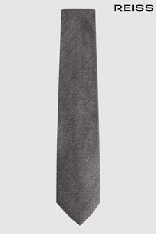 Reiss Grey Melange Cres Brushed Cotton Herringbone Tie (N06872) | 444 SAR