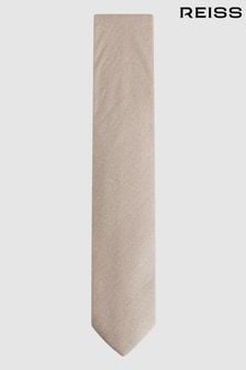 Reiss Oatmeal Melange Cres Brushed Cotton Herringbone Tie (N06874) | AED418