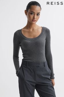Reiss Grey Marl Sian Knitted Fitted Top (N06878) | €134