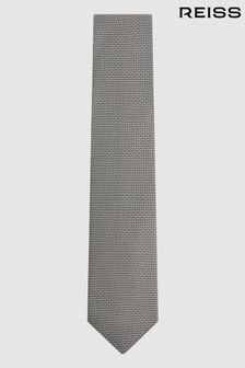 Reiss Steel Grey Sicily Silk Blend Geometric Tie (N06885) | €88