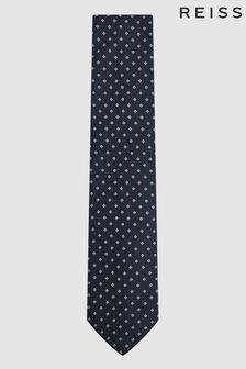 Reiss Navy Salina Silk Blend Geometric Tie (N06886) | $137
