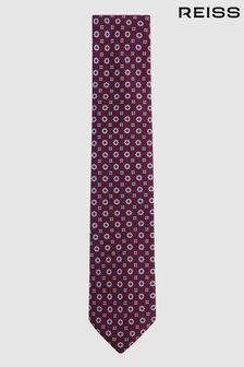 Bordeaux - Шелковый галстук-медальон с цветочным принтом Reiss Budelli (N06894) | €104