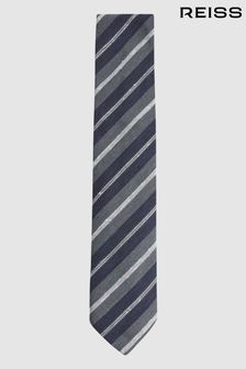 Reiss Navy Lagoon Silk Textured Stripe Tie (N06900) | 444 SAR