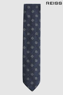 Reiss Navy Capraia Textured Silk Medallion Tie (N06902) | €84