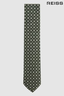 זית - עניבת משי עם מדליון פרחוני דגם Budelli של Reiss (N06907) | ‏496 ‏₪