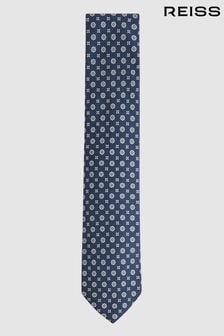 Airforce Blue - Cravată de mătase cu Floral Budelli Reiss Budelli (N06908) | 561 LEI