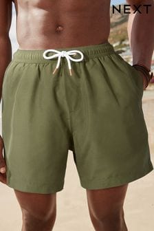 Khaki Green Plain Essential Swim Shorts (N06967) | kr240