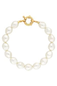 Jon Richard ogrlica s poliranimi perlicami in ovalnimi členi Y (N07113) | €34