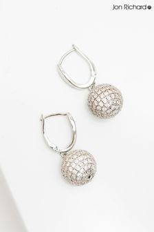 Jon Richard Silver Cubic Zirconia Pave Orb Earrings - Gift Boxed (N07133) | AED97