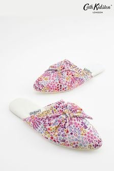 Cath Kidston Pink Ditsy Floral Pointed Bow Front Slipper Mules (N07162) | €31