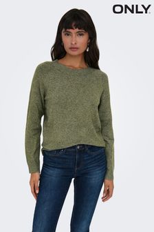 ירוק - סוודר סריג של Only עם צווארון עגול (N07170) | ‏141 ‏₪