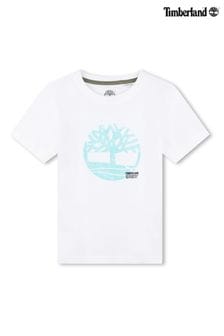 Timberland White Graphic Logo Short Sleeve T-Shirt (N07196) | $39 - $52
