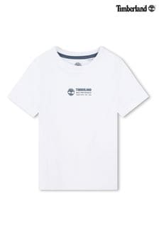Timberland Logo Short Sleeve White T-Shirt (N07199) | OMR10 - OMR16