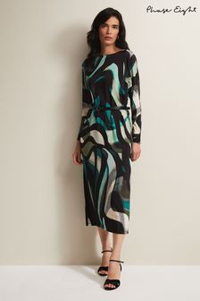 Phase Eight Skylah Kleid mit Fledermausärmeln, Schwarz/Mehrfarbig (N07283) | 84 €
