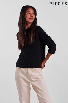 PIECES Black High Neck Soft Touch Jumper With Wool Blend (N07294) | OMR14