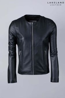 سترة جلد Crosby سوداء بدون ياقة من Lakeland Leather (N07333) | 87 ر.ع