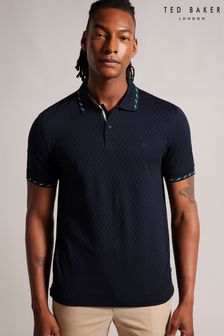Ted Baker Blue Colson House Check Jacquard Polo Shirt (N07367) | €83