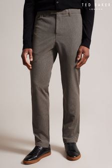 Brązowe spodnie typu chino Ted Baker Chilwel o dopasowanym kroju w kratkę (N07386) | 300 zł