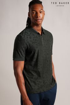 Ted Baker Green Polenn Regular Textured Zip Polo Shirt (N07387) | kr1 370
