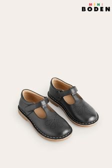 Boden Black Leather T-Bar School Shoes (N07405) | €61 - €68