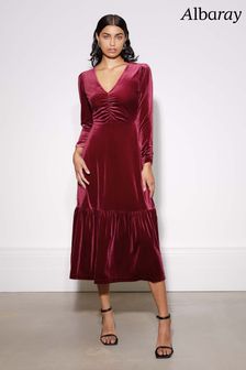 Albaray Red Velvet Midi Dress (N07448) | 68 €