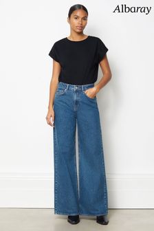 Niebieskie jeansy Albaray z szerokimi nogawkami o pełnej długości (N07454) | 500 zł